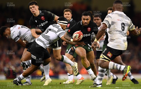 141121 - Wales v Fiji - Autumn Nations Series - Willis Halaholo of Wales is tackled by Zurile Togiatama of Fiji