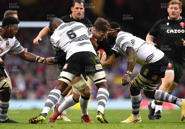 141121 - Wales v Fiji - Autumn Nations Series - Will Rowlands of Wales is tackled by Albert Tuisue of Fiji