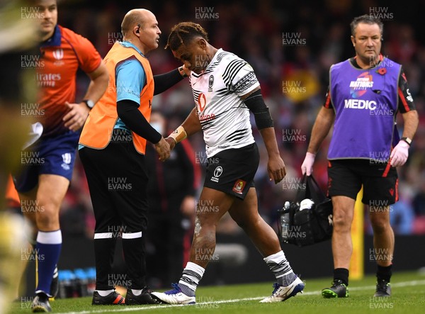 141121 - Wales v Fiji - Autumn Nations Series - Eroni Sau of Fiji leaves the field after being shown a red card