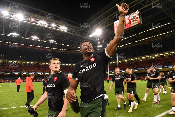 141121 - Wales v Fiji - Autumn Nations Series - Christ Tshiunza of Wales at the end of the game