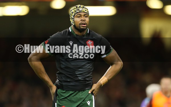 141121 - Wales v Fiji, Autumn Nations Series 2021 -  Christ Tshiunza of Wales 