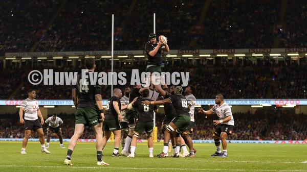 141121 - Wales v Fiji, Autumn Nations Series 2021 -  Adam Beard of Wales takes the lineout ball