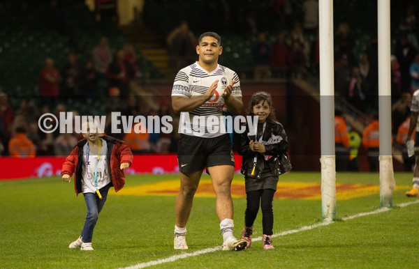 141121 - Wales v Fiji, Autumn Nations Series 2021 -  Sam Matavesi of Fiji applauds the fans at the end of the match