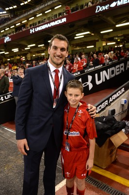 151114 - Wales v Fiji - Dove Men Series -Match mascot with Sam Warburton