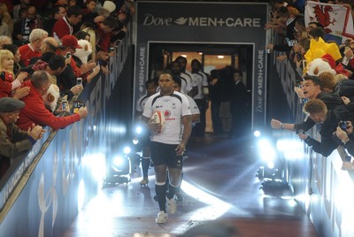 151114 - Wales v Fiji - Dove Men Series -Akapusi Qera of Fiji leads out his side