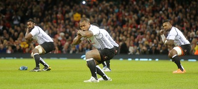 151114 - Wales v Fiji - Dove Men Series -Fiji players perform the cibi