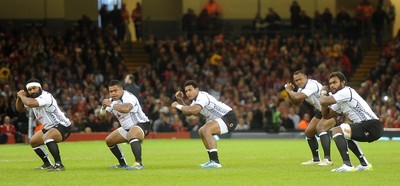 151114 - Wales v Fiji - Dove Men Series -Fiji players perform the cibi