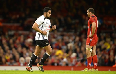 151114 - Wales v Fiji - Dove Men Series -Campese Ma'afu of Fiji leaves the field after being shown a yellow card