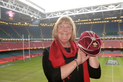 151114 - Wales v Fiji - Dove Men Series -Jan Davies receives a WRU president cap on behalf of William Barrie Davies