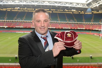 151114 - Wales v Fiji - Dove Men Series -Leighton Jones receives a WRU president cap on behalf of Stephen Paul Jones