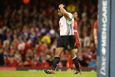 151114 - Wales v Fiji - Dove Men Series -Campese Ma'afu of Fiji leaves the field after receiving a red card