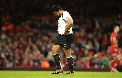 151114 - Wales v Fiji - Dove Men Series -Campese Ma'afu of Fiji leaves the field after receiving a red card