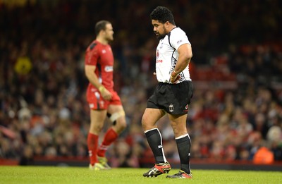 151114 - Wales v Fiji - Dove Men Series -Campese Ma'afu of Fiji leaves the field after receiving a red card