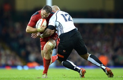 151114 - Wales v Fiji - Dove Men Series -Jamie Roberts of Wales is tackled by Nemani Nadalo of Fiji