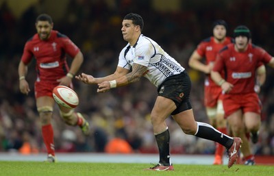 151114 - Wales v Fiji - Dove Men Series -Josh Matavesi of Fiji