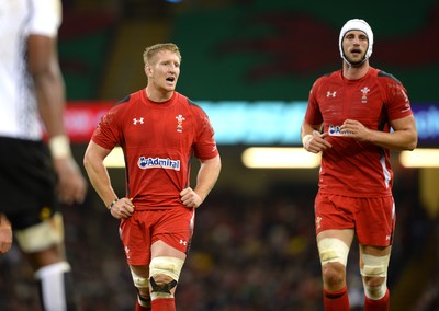 151114 - Wales v Fiji - Dove Men Series -Bradley Davies and Luke Charteris of Wales