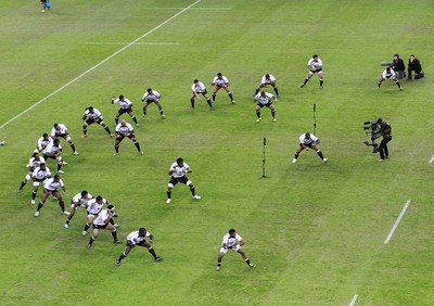 151114 - Wales v Fiji - Dove Men Series -Fiji perform their Haka before the game (c) Huw Evans Picture Agency