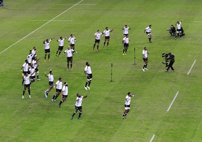 151114 - Wales v Fiji - Dove Men+Care Series - Fiji perform their hakka before kick off