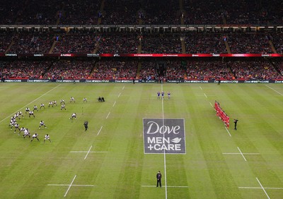 151114 - Wales v Fiji - Dove Men+Care Series - Fiji perform their hakka before kick off