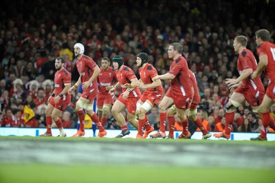 151114 - Wales v Fiji - Dove Men Series -Wales Defensive Line(c) Huw Evans Agency