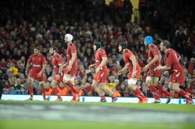 151114 - Wales v Fiji - Dove Men Series -Wales Defensive Line(c) Huw Evans Agency