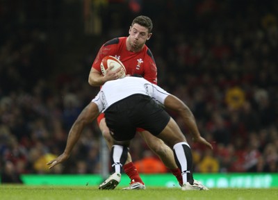 151114 - Wales v Fiji - Dove Men Series -Alex Cuthbert of Wales runs straight into Akapusi Qera of Fiji  (c) Huw Evans Picture Agency