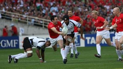 29.09.07 Wales v Fiji... Wales" Stephen Jones breaks through. 
