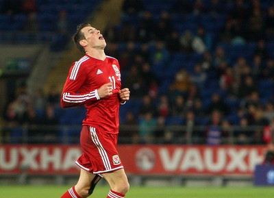 161113 - Wales vs Finland - International Friendly Gareth Bale despairs after a near miss(c) Huw Evans Agency
