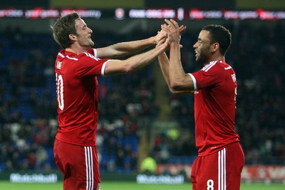 161113 - Wales vs Finland - International Friendly Andy King celebrates scoring for Wales(c) Huw Evans Agency