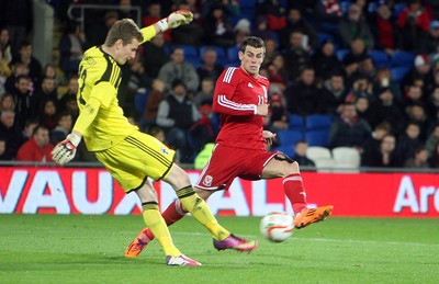 161113 - Wales vs Finland - International Friendly Gareth Bale almost scores with a rebound off the keeper(c) Huw Evans Agency