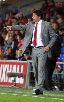 161113 - Wales vs Finland - International Friendly Chris Coleman of Wales makes his point(c) Huw Evans Agency