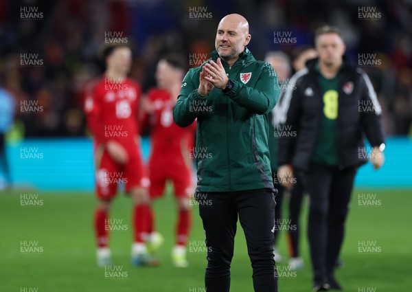 210324 - Wales v Finland, Euro 2024 qualifying play-off semi-final - Wales manager Rob Page at the end of the match