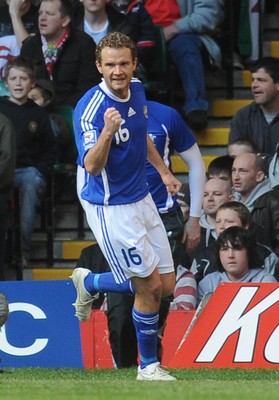 28.03.09 - Wales v Finland, FIFA World Cup 2010 Qualifying Group 4 -  Finland's Jonatan Johansson celebrates after scoring goal 