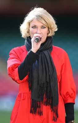 28.03.09 - Wales v Finland, FIFA World Cup 2010 Qualifying Group 4 -  Cerys Matthews sings the Welsh National Anthem 