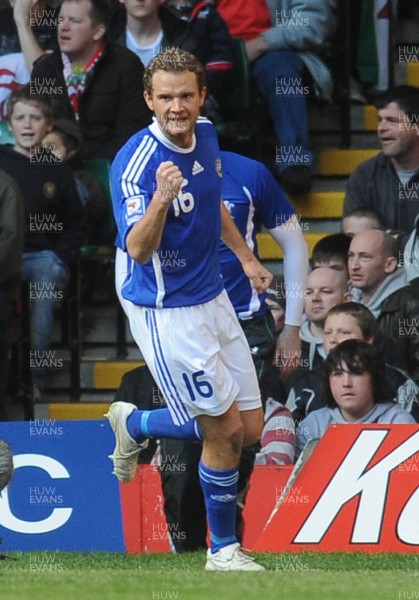 28.03.09 - Wales v Finland, FIFA World Cup 2010 Qualifying Group 4 -  Finland's Jonatan Johansson celebrates after scoring goal 
