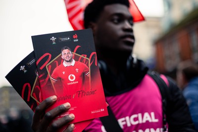 100324 - Wales v France - Guinness Six Nations - Program seller in Cardiff 