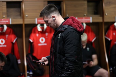 100324 - Wales v France - Guinness 6 Nations Championship - Josh Adams of Wales in the changing rooms