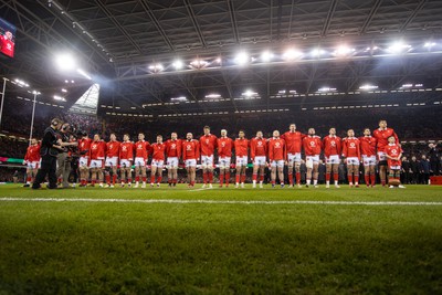 100324 - Wales v France - Guinness 6 Nations Championship - Wales sing the anthem