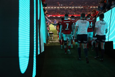 100324 - Wales v France - Guinness 6 Nations Championship - Wales walk out for the second half