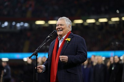 100324 - Wales v France - Guinness 6 Nations Championship - Max Boyce sings in the stadium