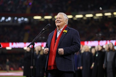 100324 - Wales v France - Guinness 6 Nations Championship - Max Boyce sings in the stadium