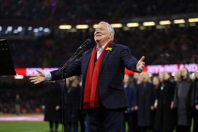 100324 - Wales v France - Guinness 6 Nations Championship - Max Boyce sings in the stadium