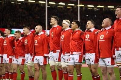 100324 - Wales v France - Guinness 6 Nations Championship - Wales sing the anthem