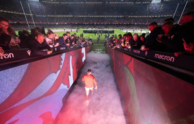 100324 - Wales v France Guinness 6 Nations - Elliot Dee of Wales walks out for his 50th cap