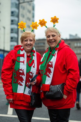 100324 - Wales v France - Guinness Six Nations - Fans in the streets outside the stadium before the match