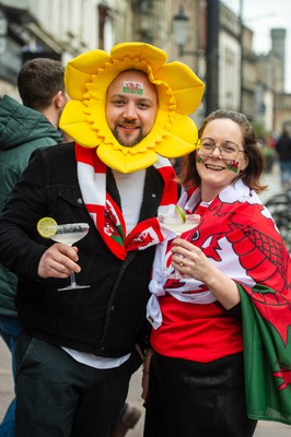 100324 - Wales v France - Guinness Six Nations - Fans in the streets outside the stadium before the match