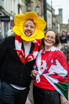 100324 - Wales v France - Guinness Six Nations - Fans in the streets outside the stadium before the match