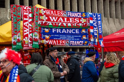 100324 - Wales v France - Guinness Six Nations - Fans in the streets outside the stadium before the match