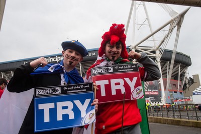 100324 - Wales v France - Guinness Six Nations - Fans in the streets outside the stadium before the match