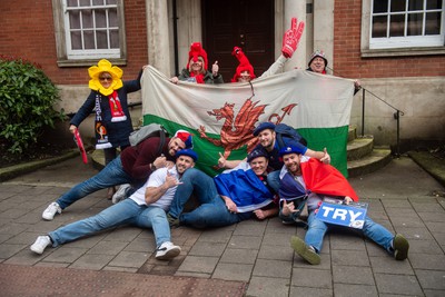 100324 - Wales v France - Guinness Six Nations - Fans in the streets outside the stadium before the match